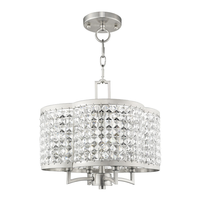 Livex Lighting 50574-91 Four Light Mini Chandelier/Ceiling Mount, Brushed Nickel