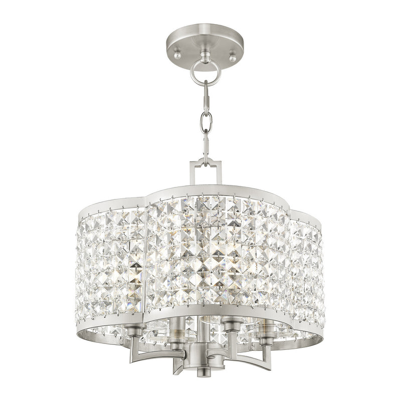 Livex Lighting 50574-91 Four Light Mini Chandelier/Ceiling Mount, Brushed Nickel