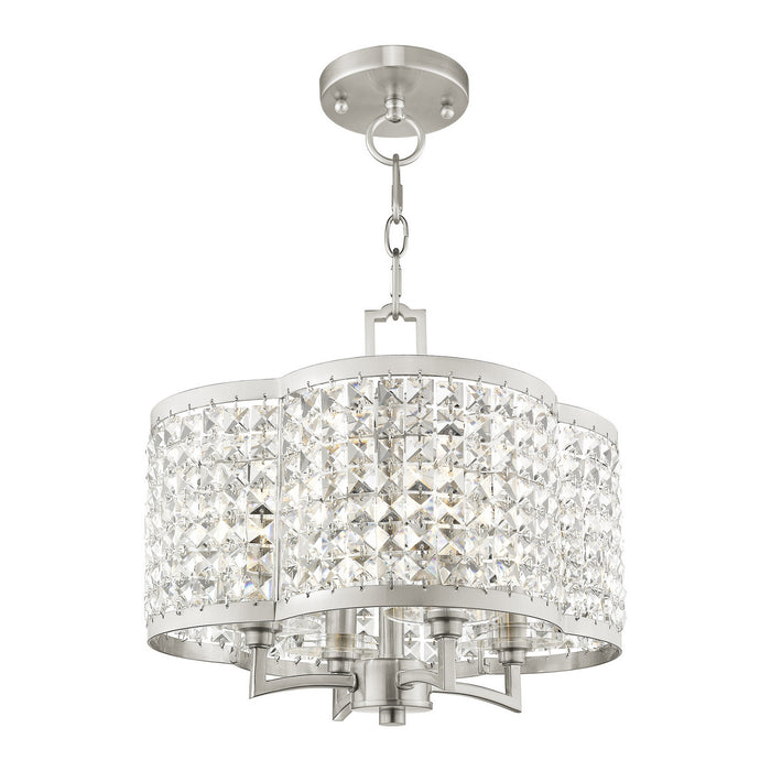 Livex Lighting 50574-91 Four Light Mini Chandelier/Ceiling Mount, Brushed Nickel