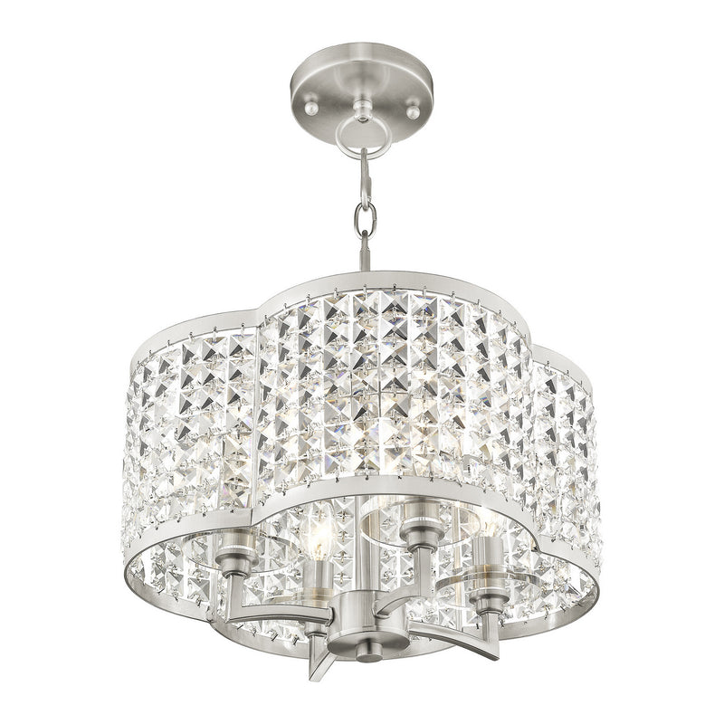 Livex Lighting 50574-91 Four Light Mini Chandelier/Ceiling Mount, Brushed Nickel