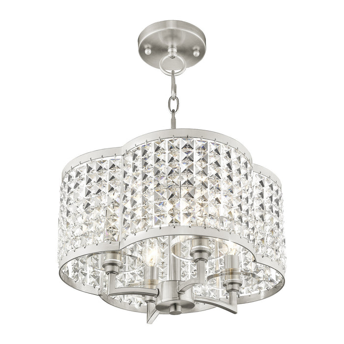 Livex Lighting 50574-91 Four Light Mini Chandelier/Ceiling Mount, Brushed Nickel
