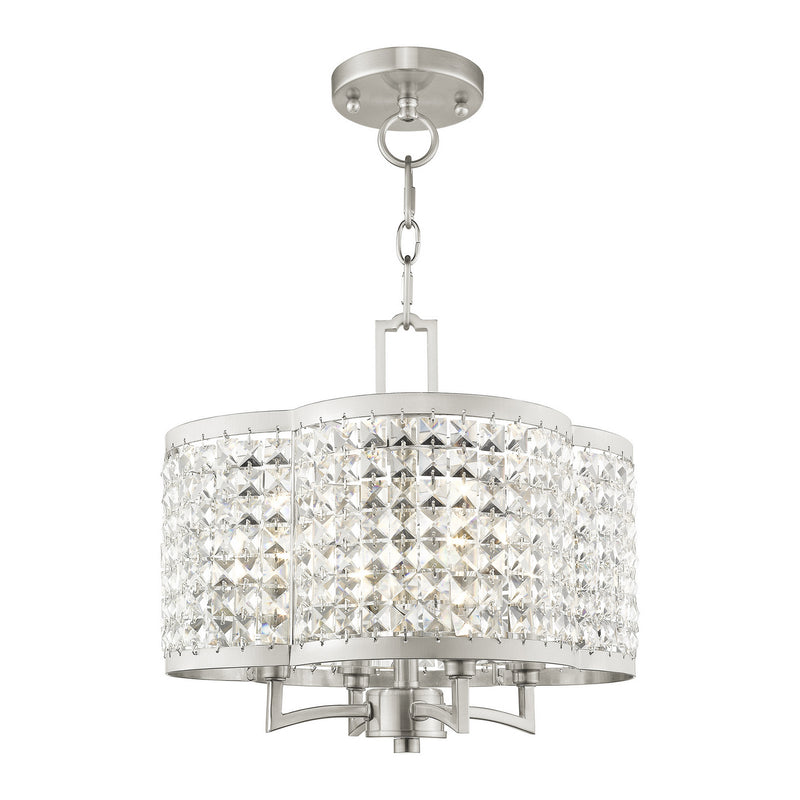 Livex Lighting 50574-91 Four Light Mini Chandelier/Ceiling Mount, Brushed Nickel