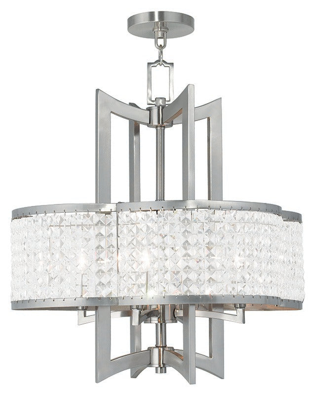 Livex Lighting 50575-91 Four Light Chandelier, Brushed Nickel