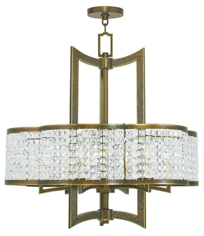 Livex Lighting 50576-64 Six Light Chandelier, Hand Applied Palacial Bronze
