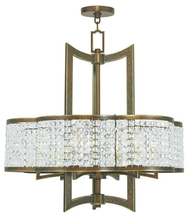 Livex Lighting 50576-64 Six Light Chandelier, Hand Applied Palacial Bronze