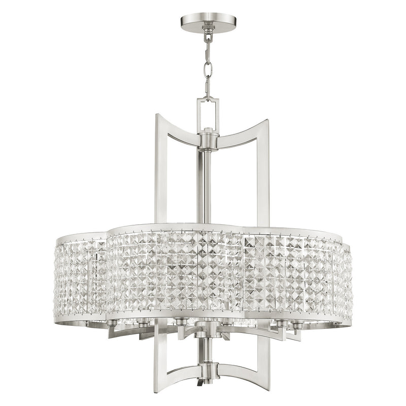 Livex Lighting 50576-91 Six Light Chandelier, Brushed Nickel