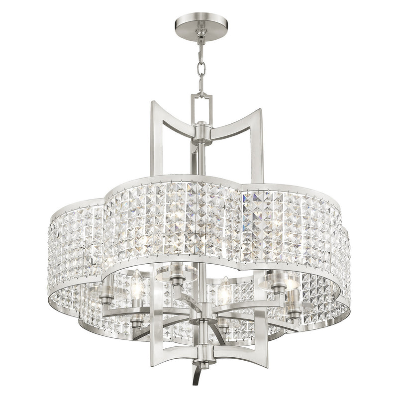 Livex Lighting 50576-91 Six Light Chandelier, Brushed Nickel