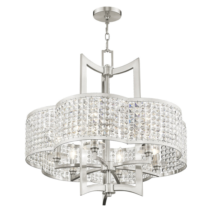 Livex Lighting 50576-91 Six Light Chandelier, Brushed Nickel