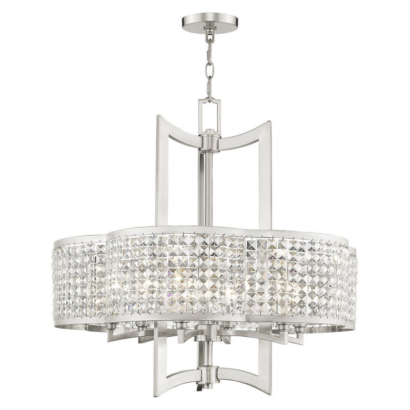 Livex Lighting 50576-91 Six Light Chandelier, Brushed Nickel