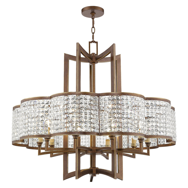 Livex Lighting 50579-64 Ten Light Chandelier, Hand Applied Palacial Bronze
