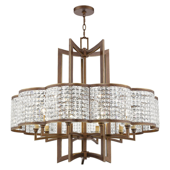 Livex Lighting 50579-64 Ten Light Chandelier, Hand Applied Palacial Bronze
