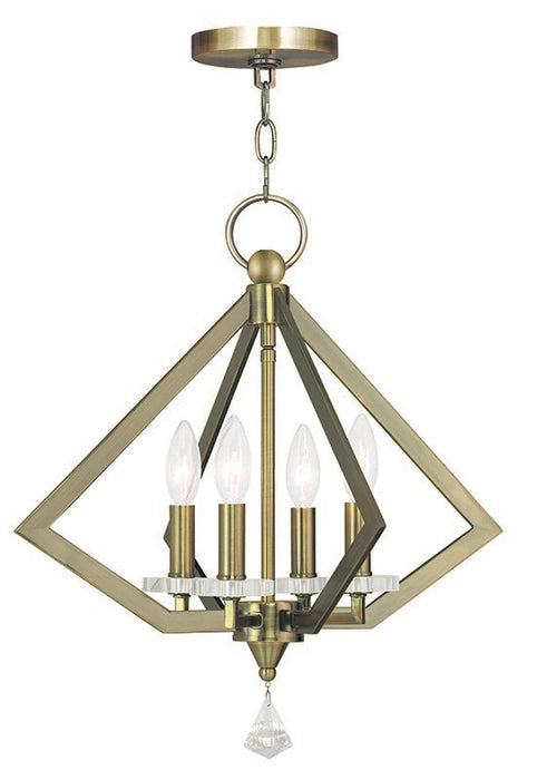 Livex Lighting 50664-01 Four Light Chandelier, Antique Brass