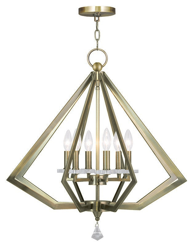 Livex Lighting 50666-01 Six Light Chandelier, Antique Brass