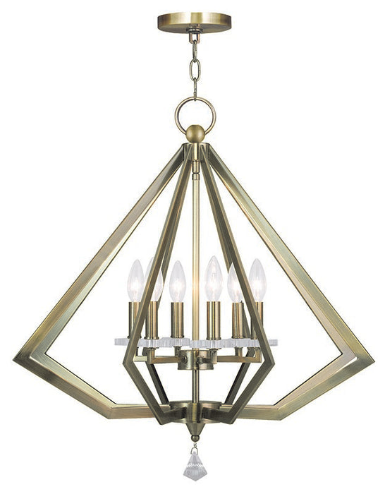 Livex Lighting 50666-01 Six Light Chandelier, Antique Brass