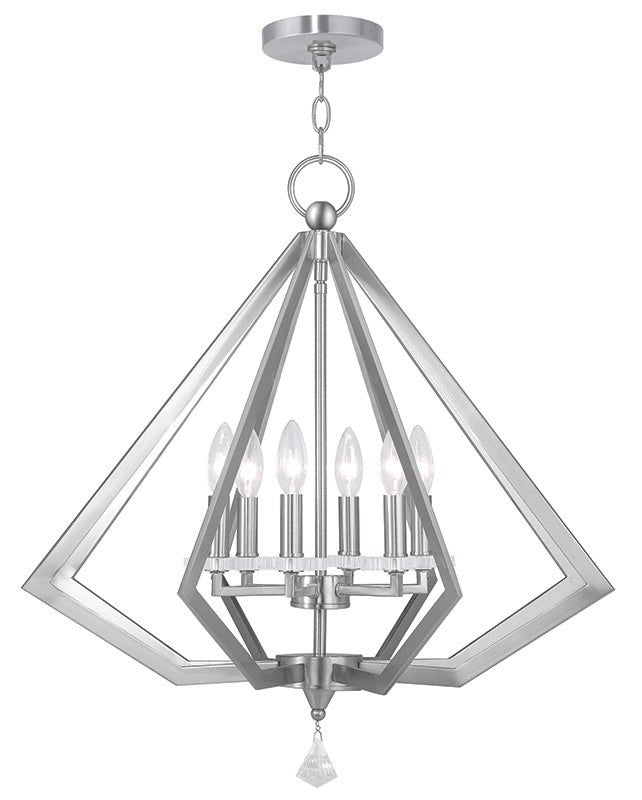 Livex Lighting 50666-91 Six Light Chandelier, Brushed Nickel