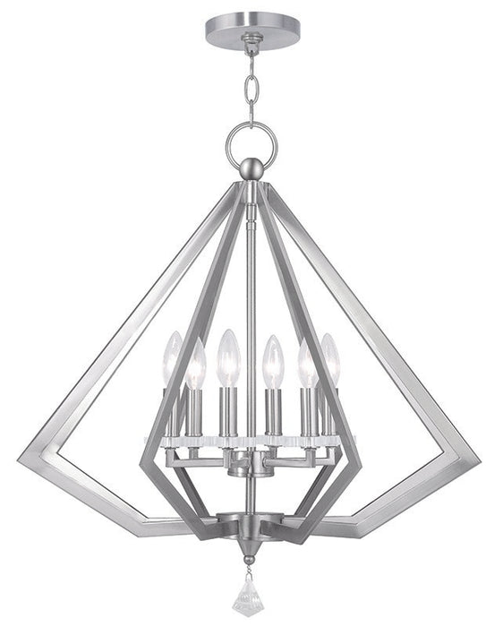 Livex Lighting 50666-91 Six Light Chandelier, Brushed Nickel