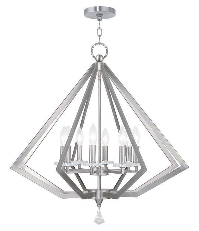 Livex Lighting 50668-91 Eight Light Chandelier, Brushed Nickel