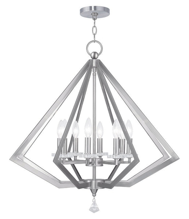 Livex Lighting 50668-91 Eight Light Chandelier, Brushed Nickel