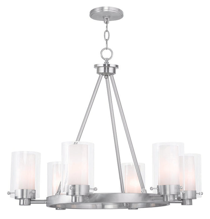 Livex Lighting 50676-91 Six Light Chandelier, Brushed Nickel