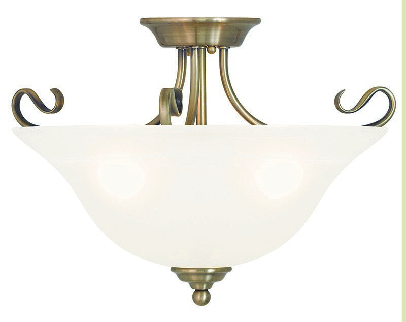 Livex Lighting 6130-01 Three Light Ceiling Mount, Antique Brass