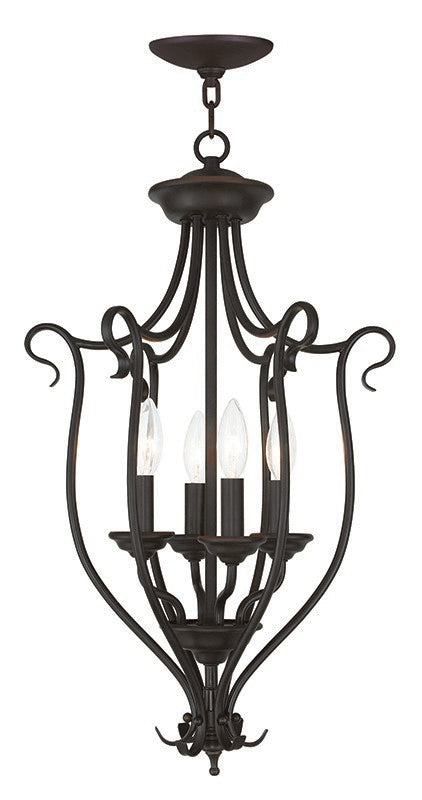 Livex Lighting 6137-07 Four Light Foyer Chandelier, Bronze