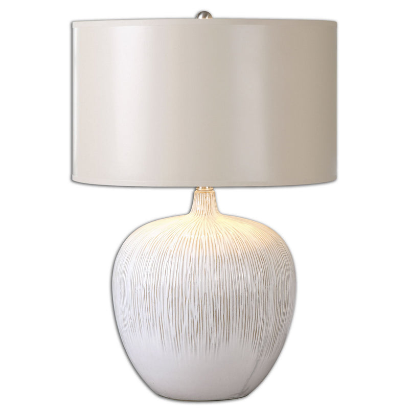Uttermost 26194-1 One Light Table Lamp, Ivory Glaze with Dark Tan Undertones
