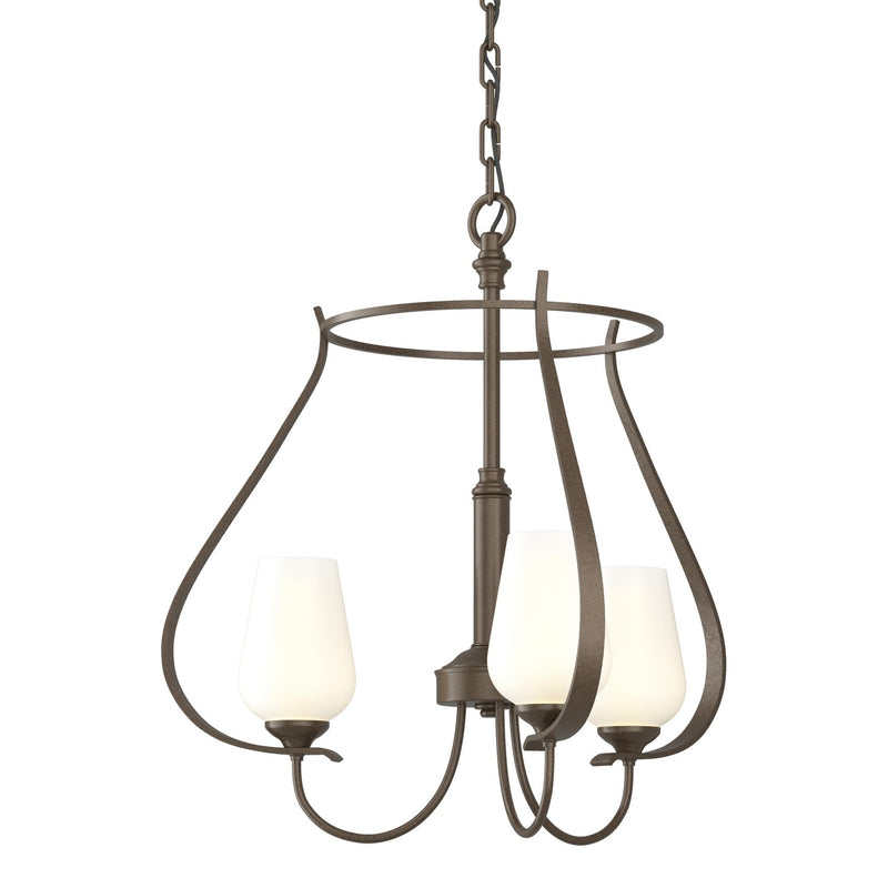 Hubbardton Forge 103047-SKT-05-GG0303 Three Light Chandelier, Bronze
