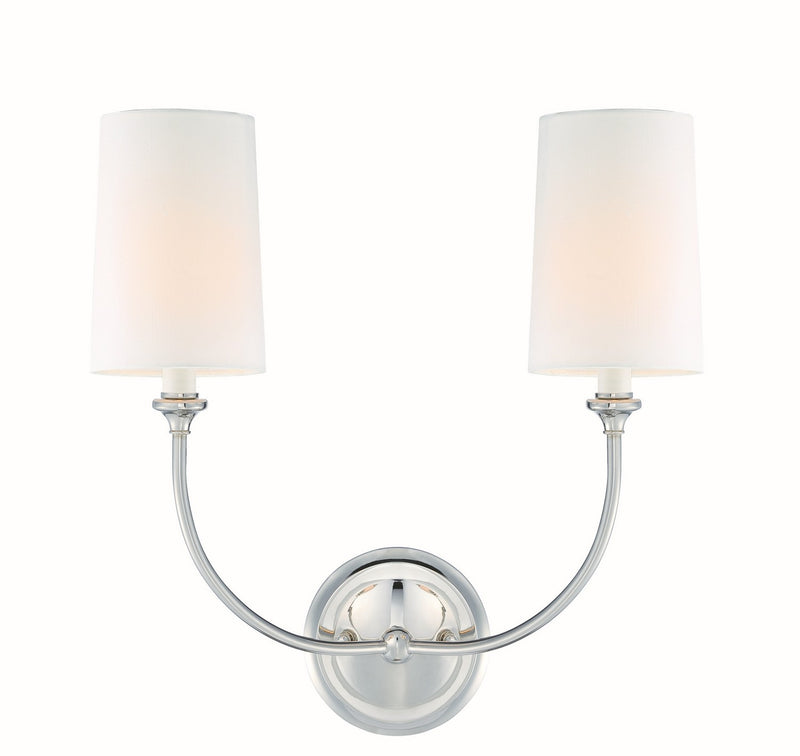 Crystorama 2242-PN Two Light Wall Sconce, Polished Nickel