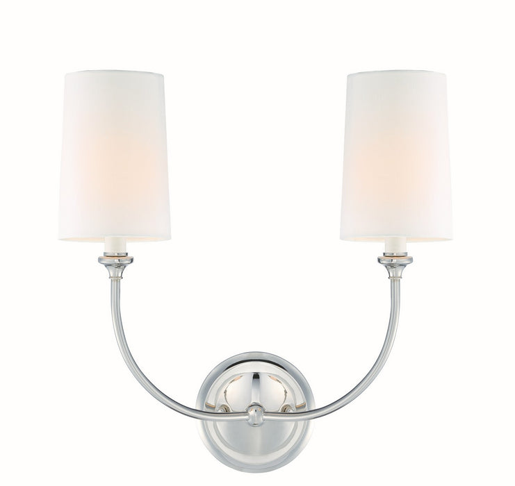 Crystorama 2242-PN Two Light Wall Sconce, Polished Nickel