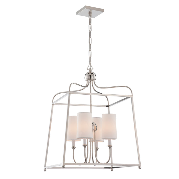 Crystorama 2244-PN Four Light Chandelier, Polished Nickel