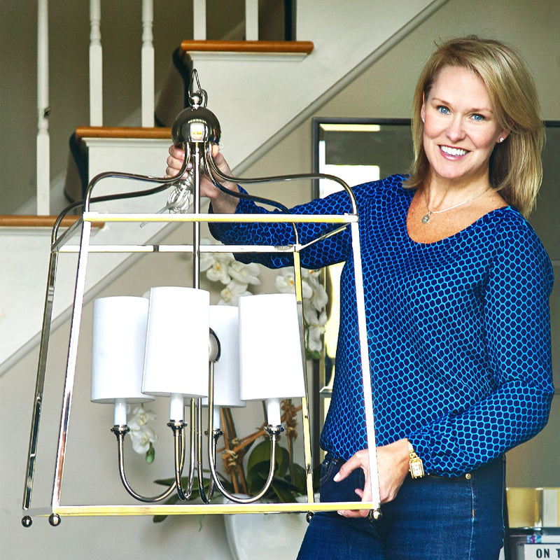 Crystorama 2244-PN Four Light Chandelier, Polished Nickel