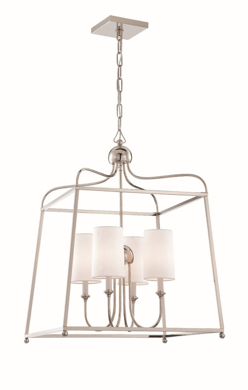 Crystorama 2244-PN Four Light Chandelier, Polished Nickel