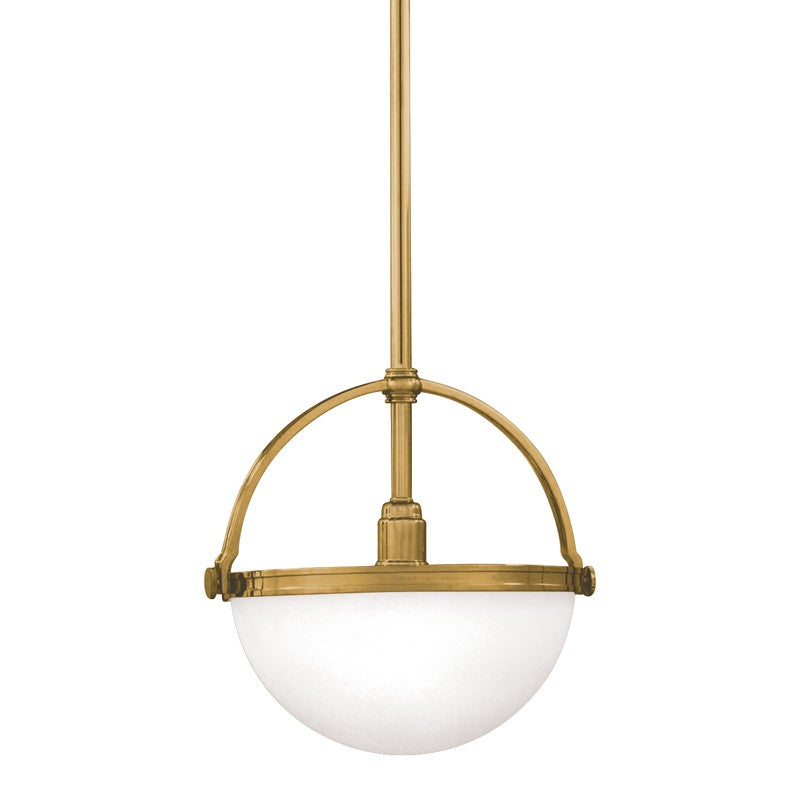 Hudson Valley 3312-AGB One Light Pendant, Aged Brass