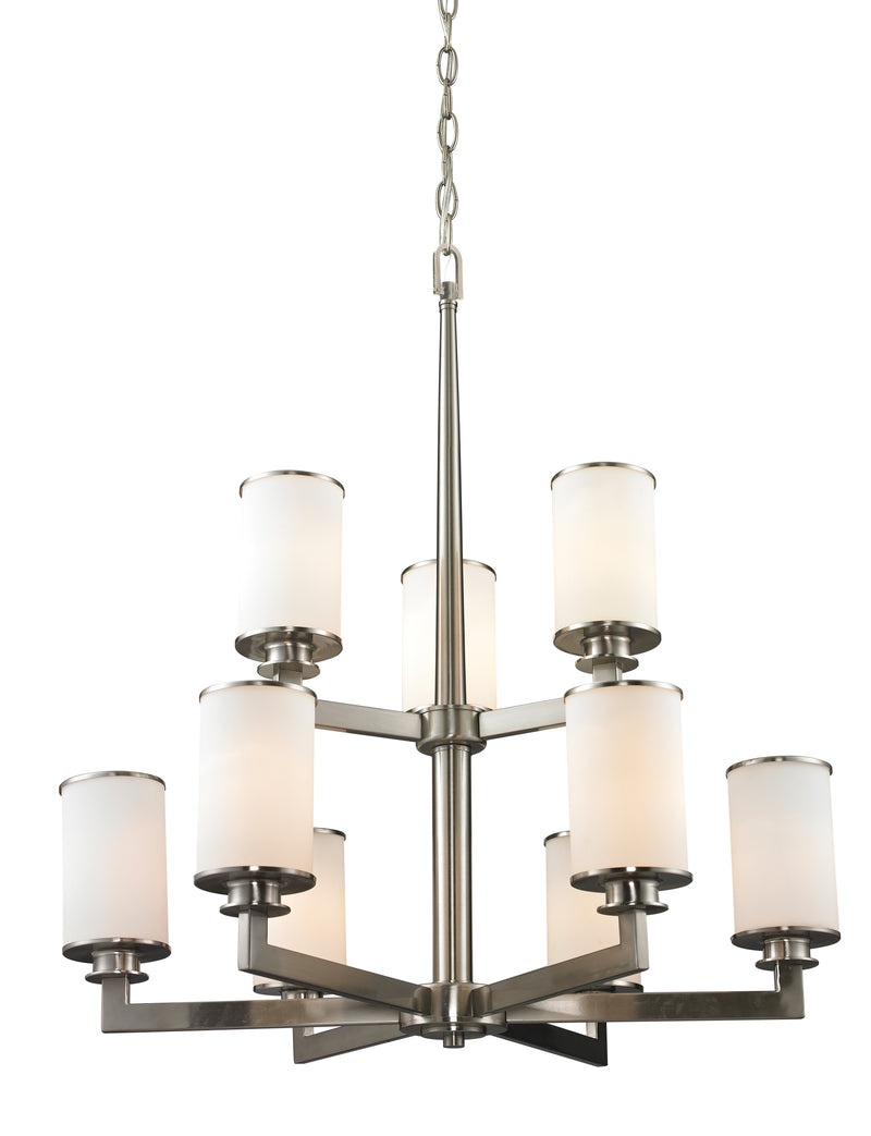 Z-Lite 412-9 Nine Light Chandelier, Brushed Nickel