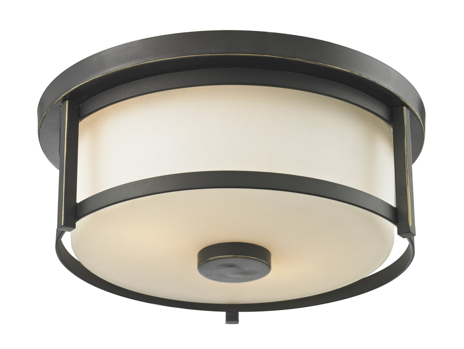 Z-Lite 413F11 Two Light Flush Mount, Olde Bronze