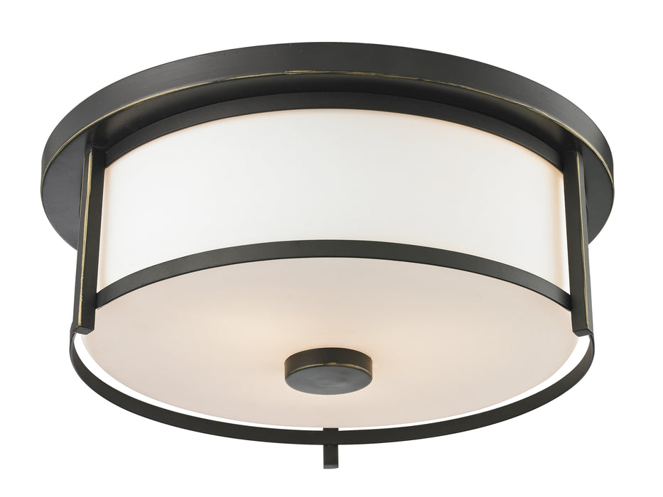 Z-Lite 413F14 Two Light Flush Mount, Olde Bronze