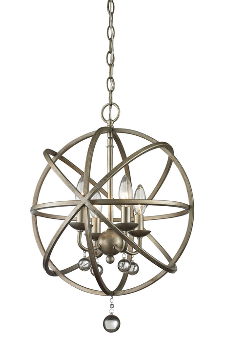 Z-Lite 415-16 Four Light Chandelier, Antique Silver
