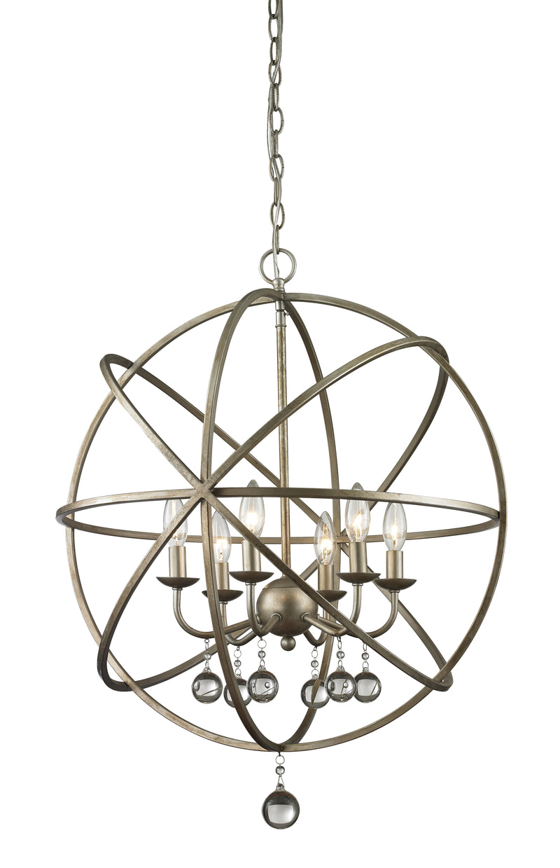 Z-Lite 415-24 Six Light Chandelier, Antique Silver