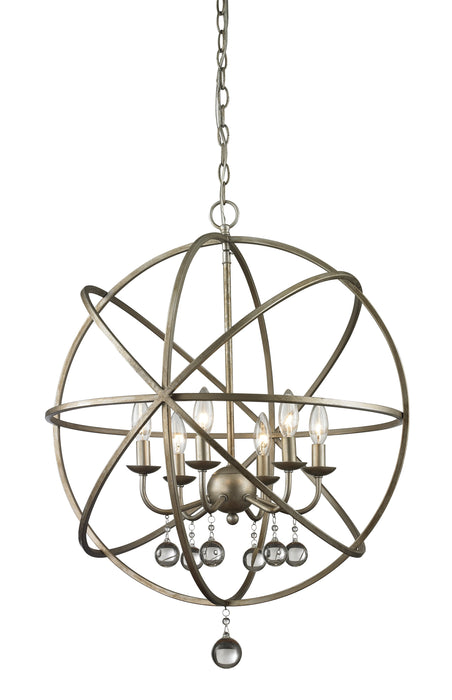 Z-Lite 415-24 Six Light Chandelier, Antique Silver
