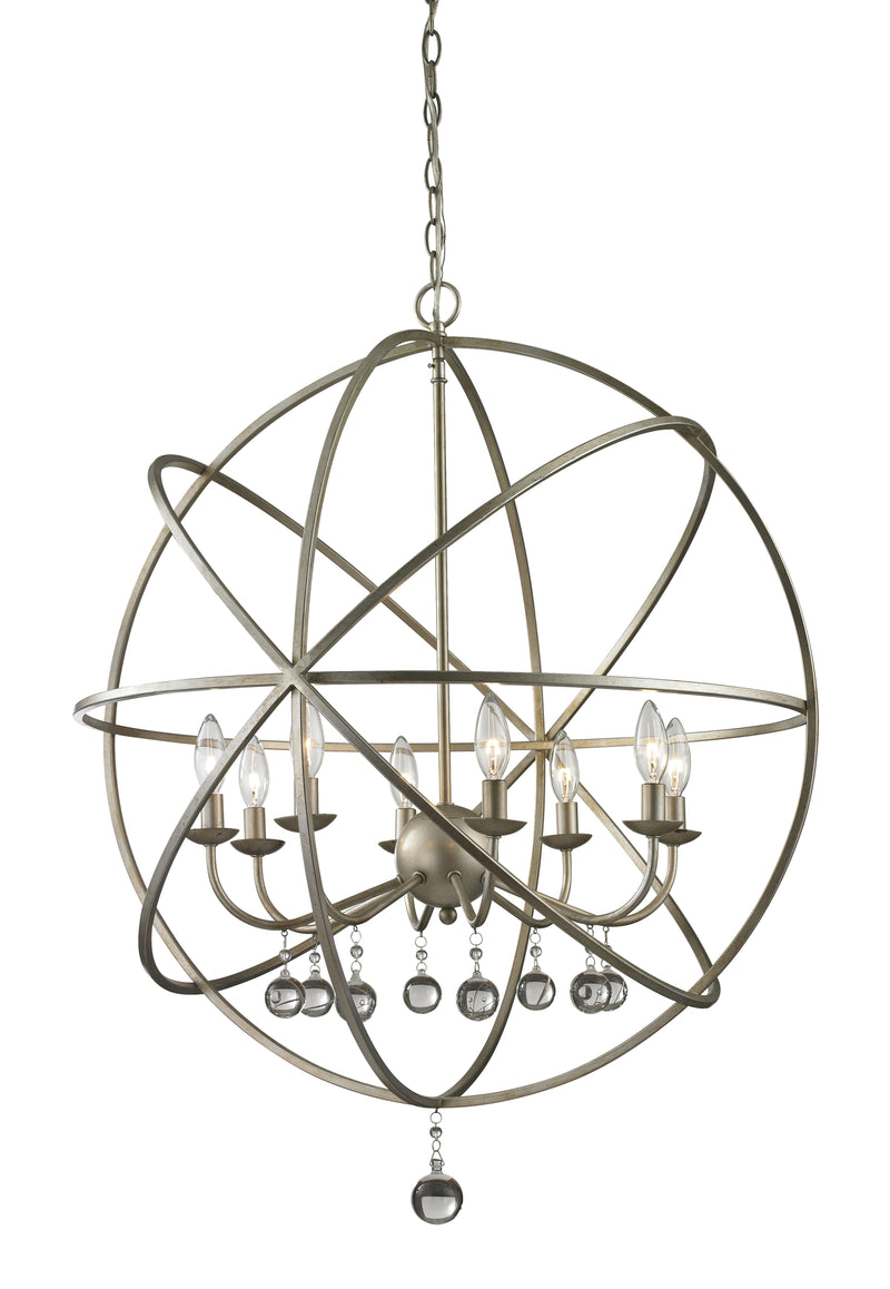 Z-Lite 415-30 Eight Light Chandelier, Antique Silver