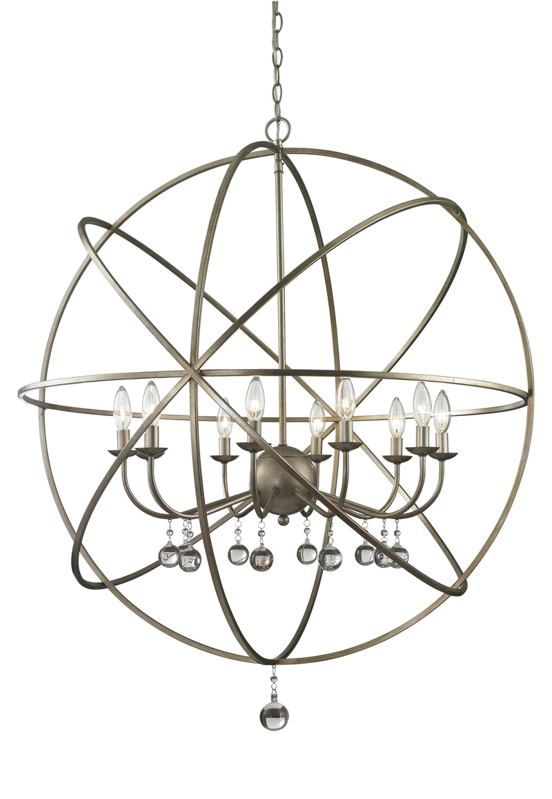 Z-Lite 415-36 Ten Light Chandelier, Antique Silver