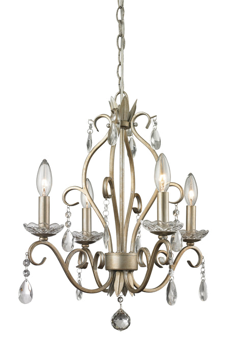 Z-Lite 424AS Four Light Chandelier, Antique Silver