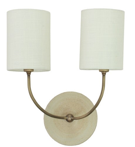 House of Troy GS775-2-ABOT Two Light Wall Lamp, Oatmeal and Antique Brass