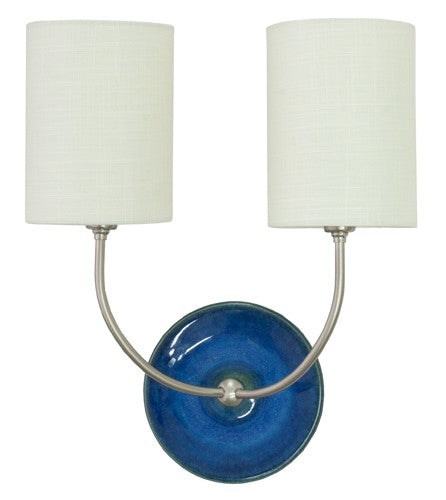 House of Troy GS775-2-SNBG Two Light Wall Lamp, Blue Gloss and Satin Nickel