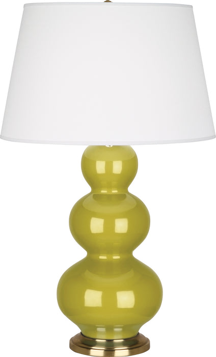 Robert Abbey CI40X One Light Table Lamp, Citron Glazed Ceramic w/Antique Brassed