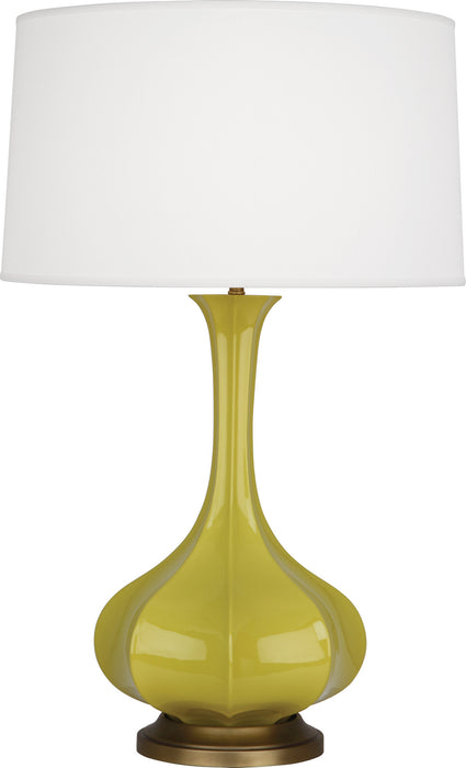 Robert Abbey CI994 One Light Table Lamp, Citron Glazed Ceramic w/Aged Brass