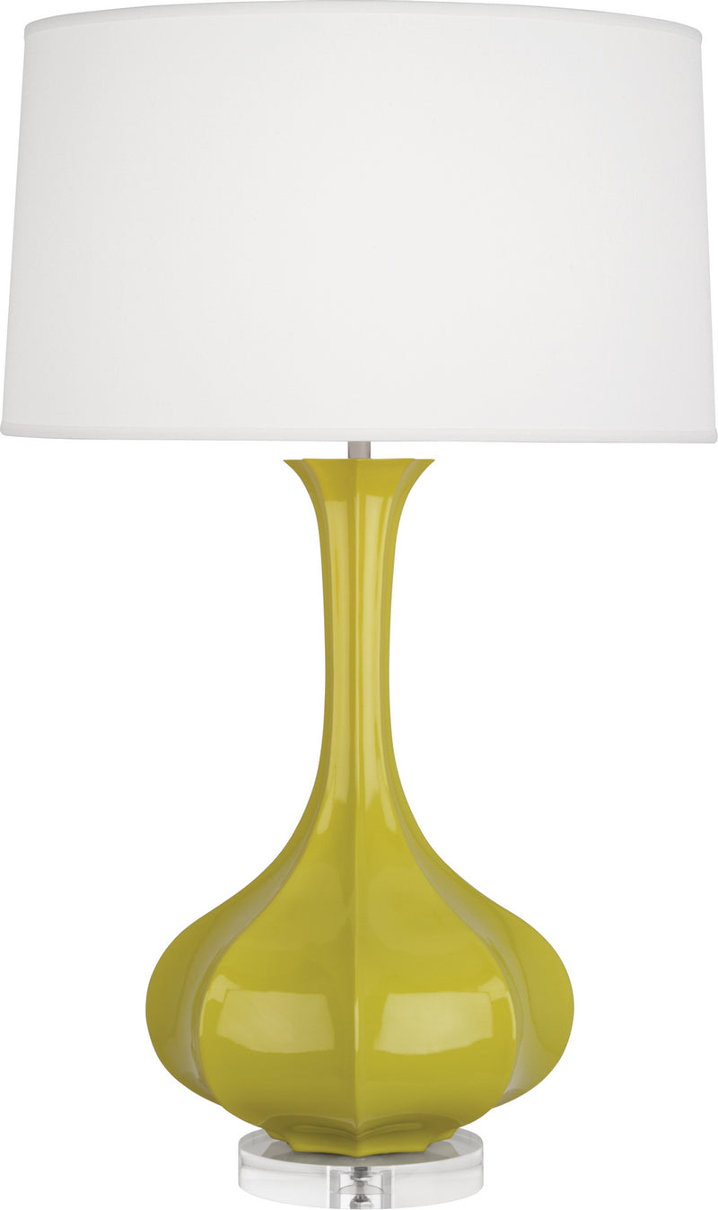 Robert Abbey CI996 One Light Table Lamp, Citron Glazed Ceramic w/Lucite