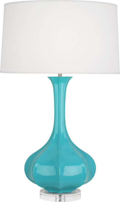 Robert Abbey EB996 One Light Table Lamp, Egg Blue Glazed Ceramic w/Lucite