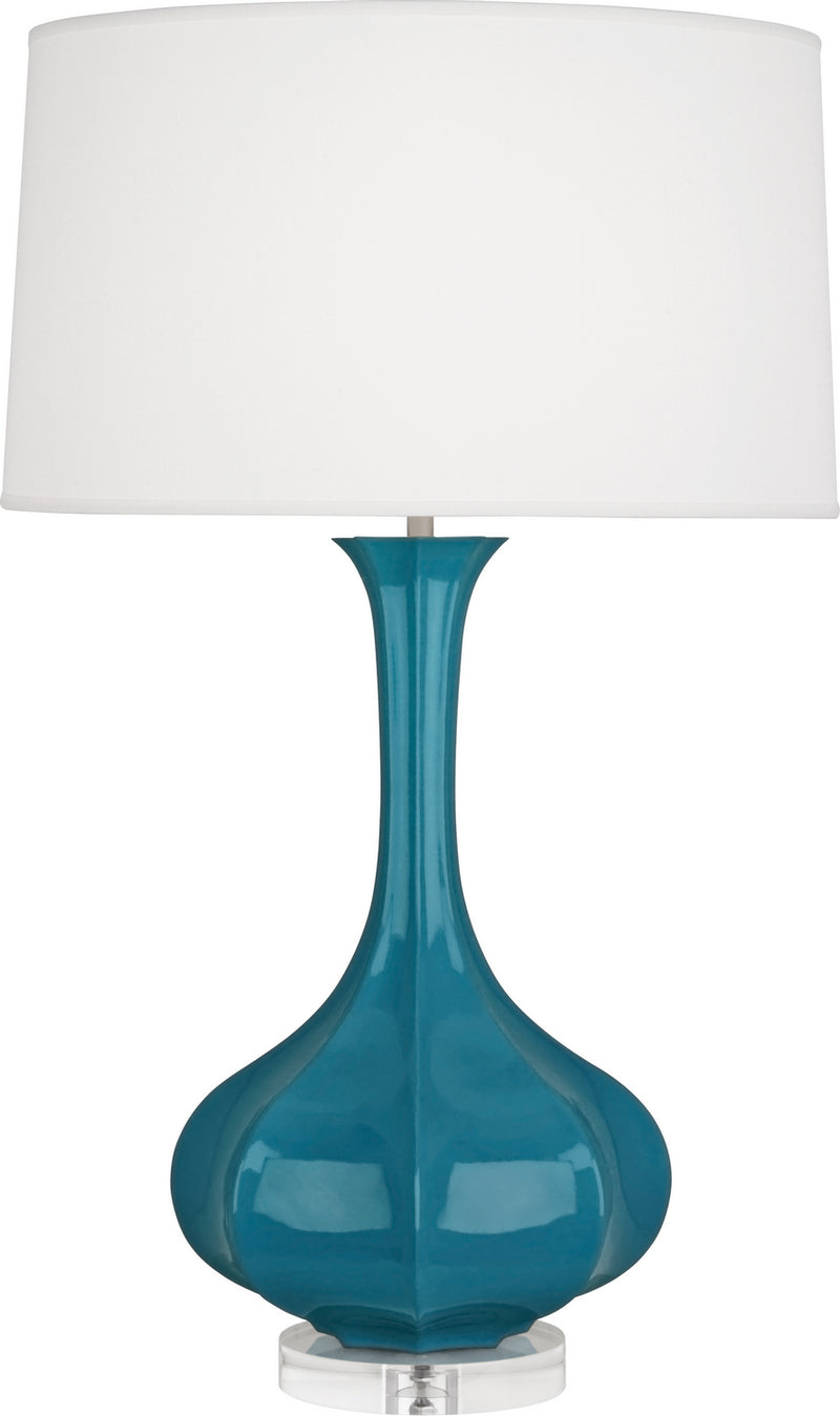 Robert Abbey PC996 One Light Table Lamp, Peacock Glazed Ceramic w/Lucite