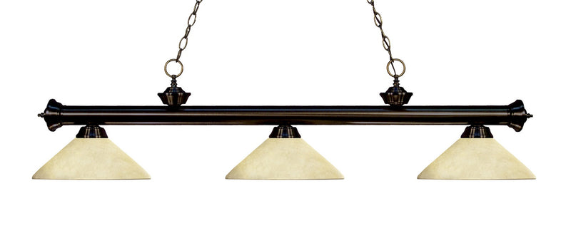 Z-Lite 200-3BRZ-AGM14 Three Light Billiard, Bronze